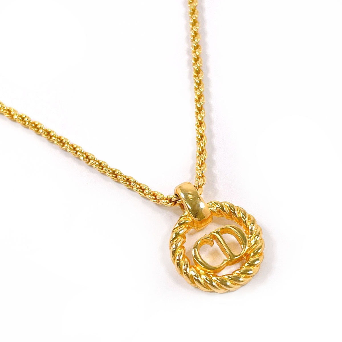 Christian Dior Necklace CD logo vintage Gold Plated gold Women 