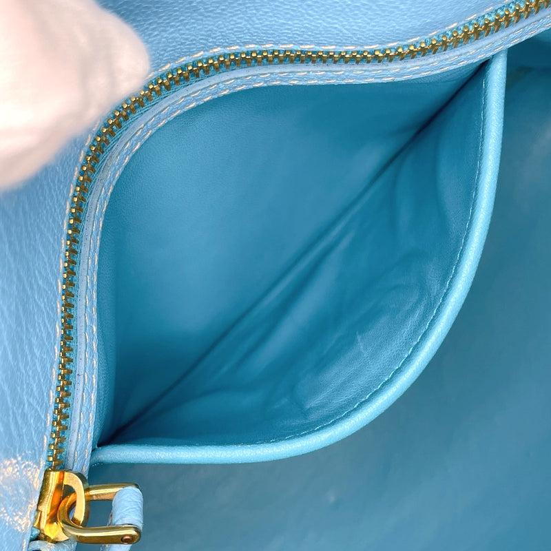 MIU MIU Handbag RL0084 Mini Boston 2WAY leather blue Women Used
