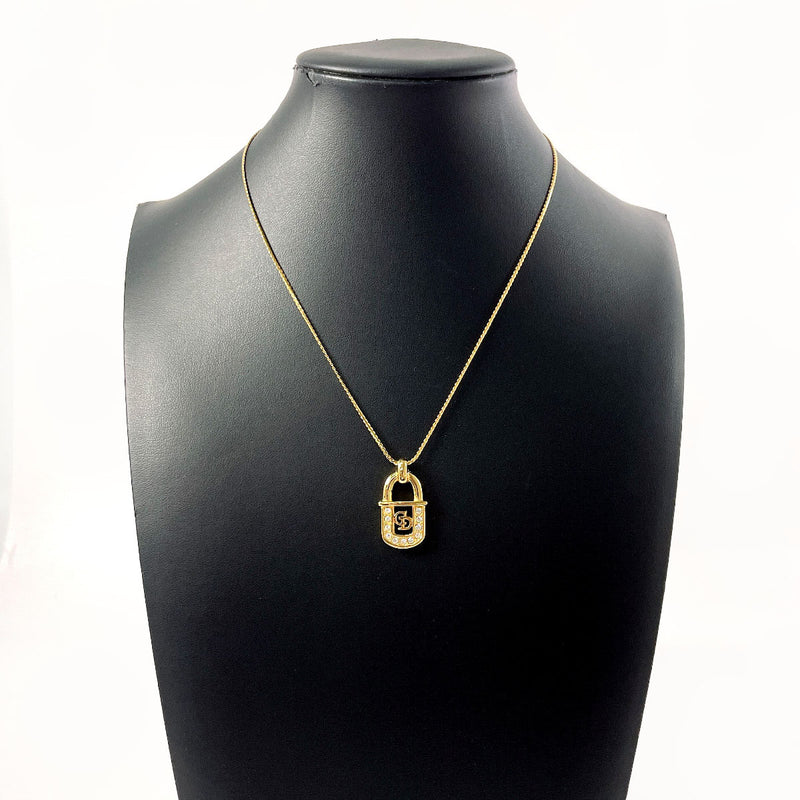 Christian Dior Necklace padlock motif metal/Rhinestone gold Women Used
