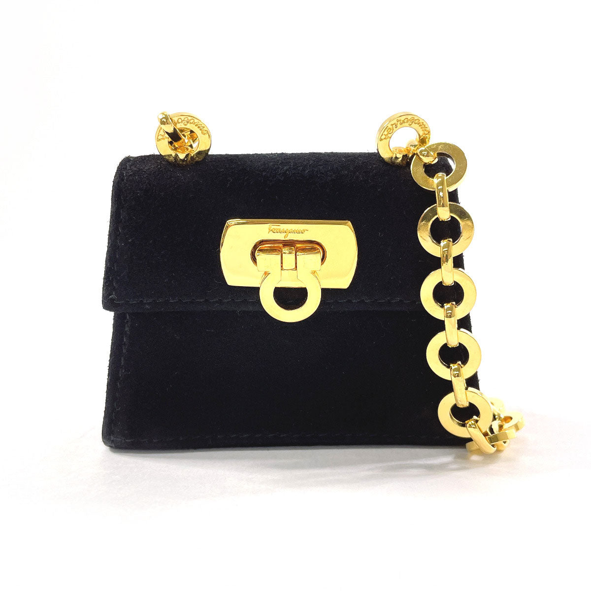 【SALVATORE FERRAGAMO】GANCINI MINI SHOULDER BAG Salvatore Ferragamo Gancini Shoulder Bag Mini Black Leather