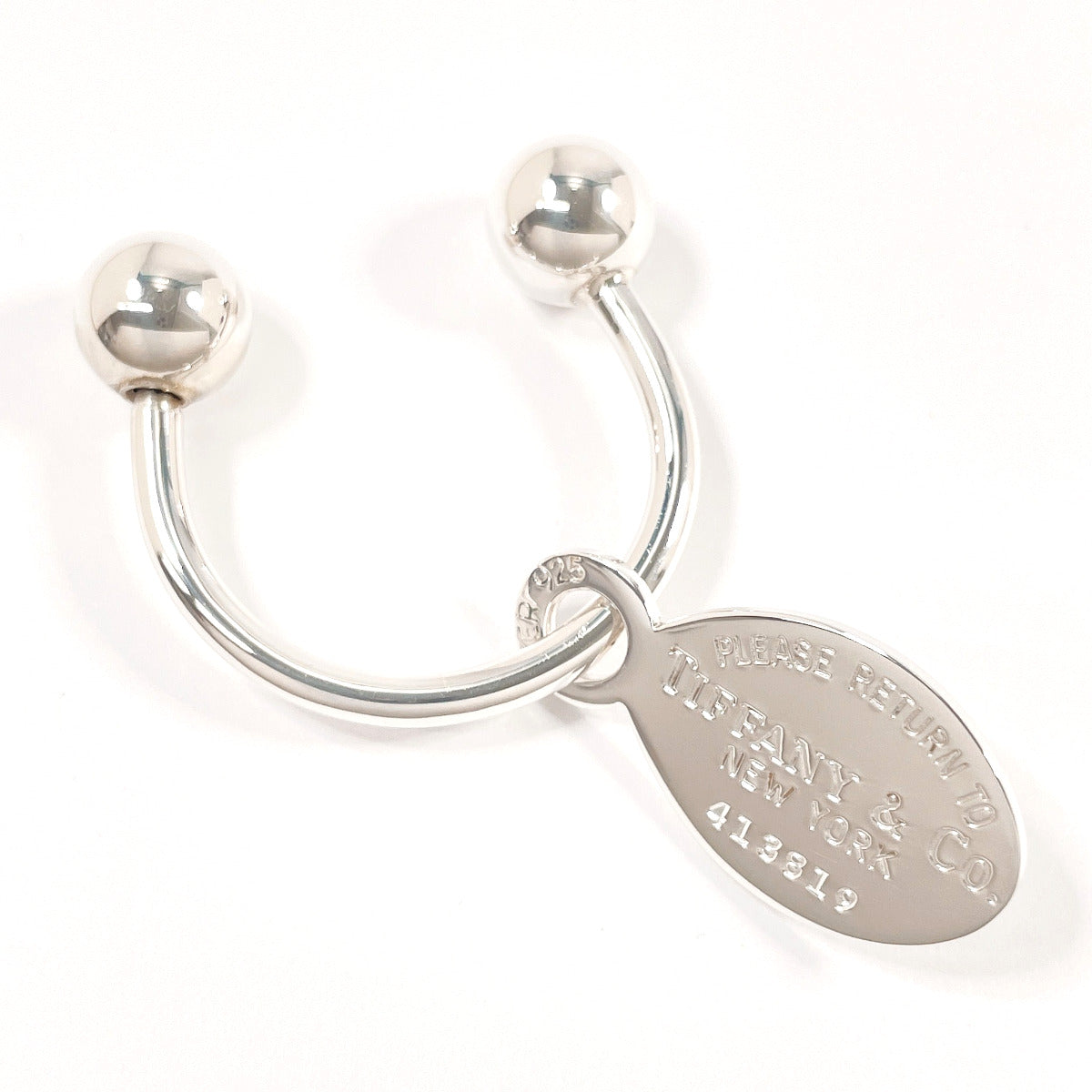 TIFFANY&Co. key ring Oval Tag Screwball Return to Silver925 Silver
