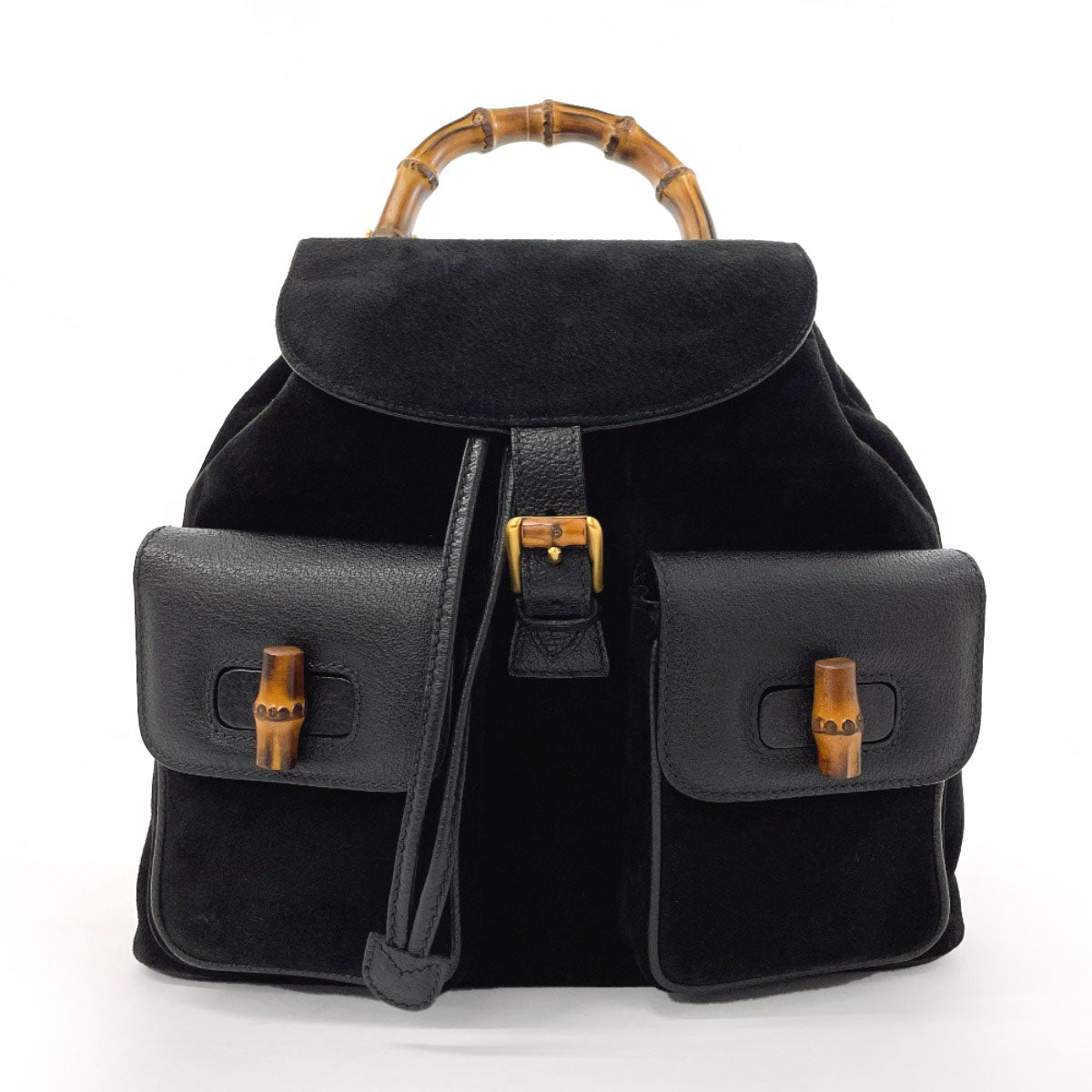 【GUCCI】バンブーリュック GUCCI Bamboo Backpack Canvas Black Silver 003 1998 0030 Auth