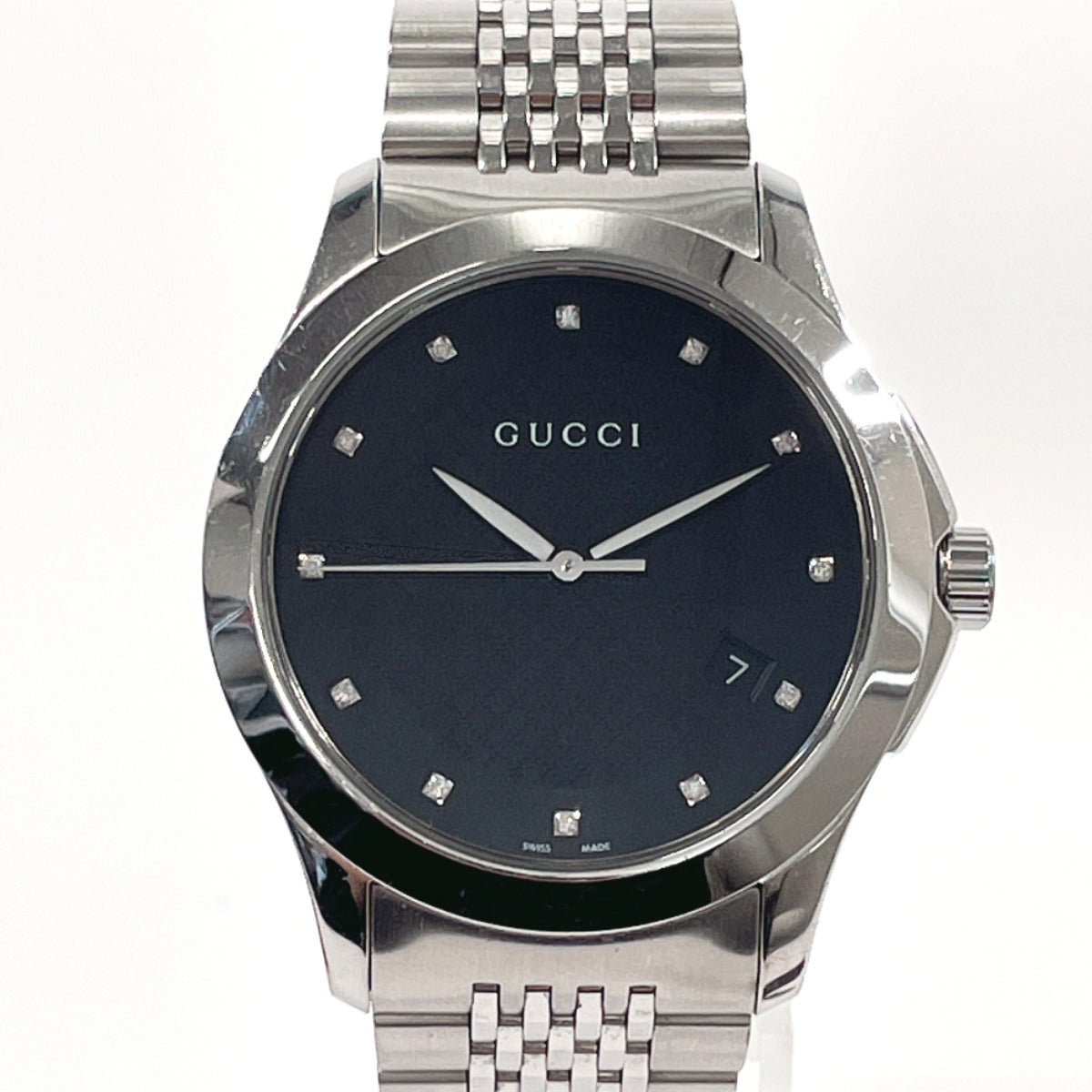 【未使用】GUCCI ブラック×シルバー スクエアスリムウォッチ sanwaworld_10028682