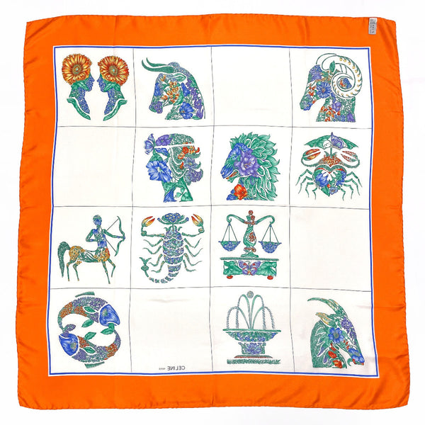 CELINE scarf 12 constellations silk Orange Women Used