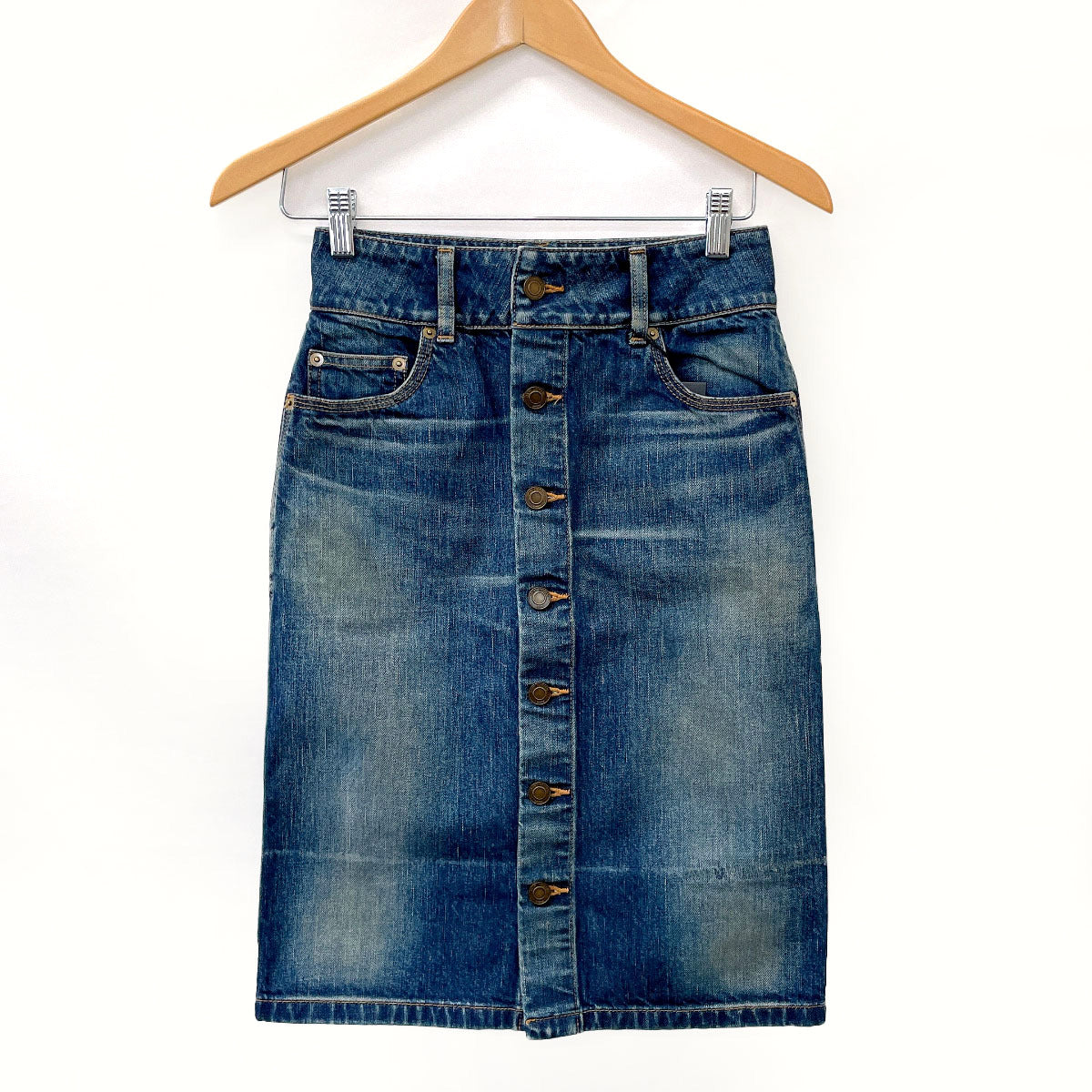 J crew fashion button front denim skirt