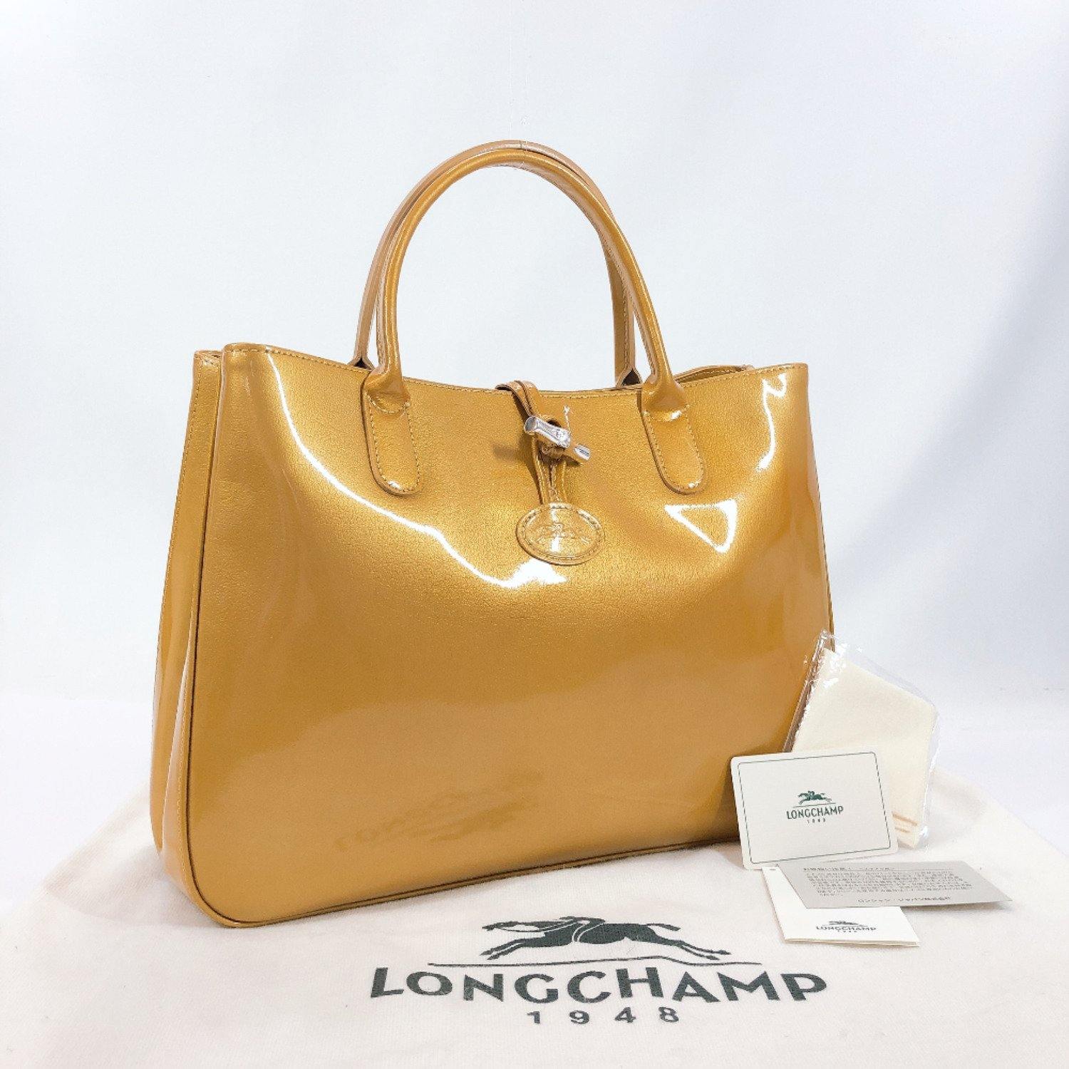 Longchamp Tote Bag Patent leather Mustard color Women Used