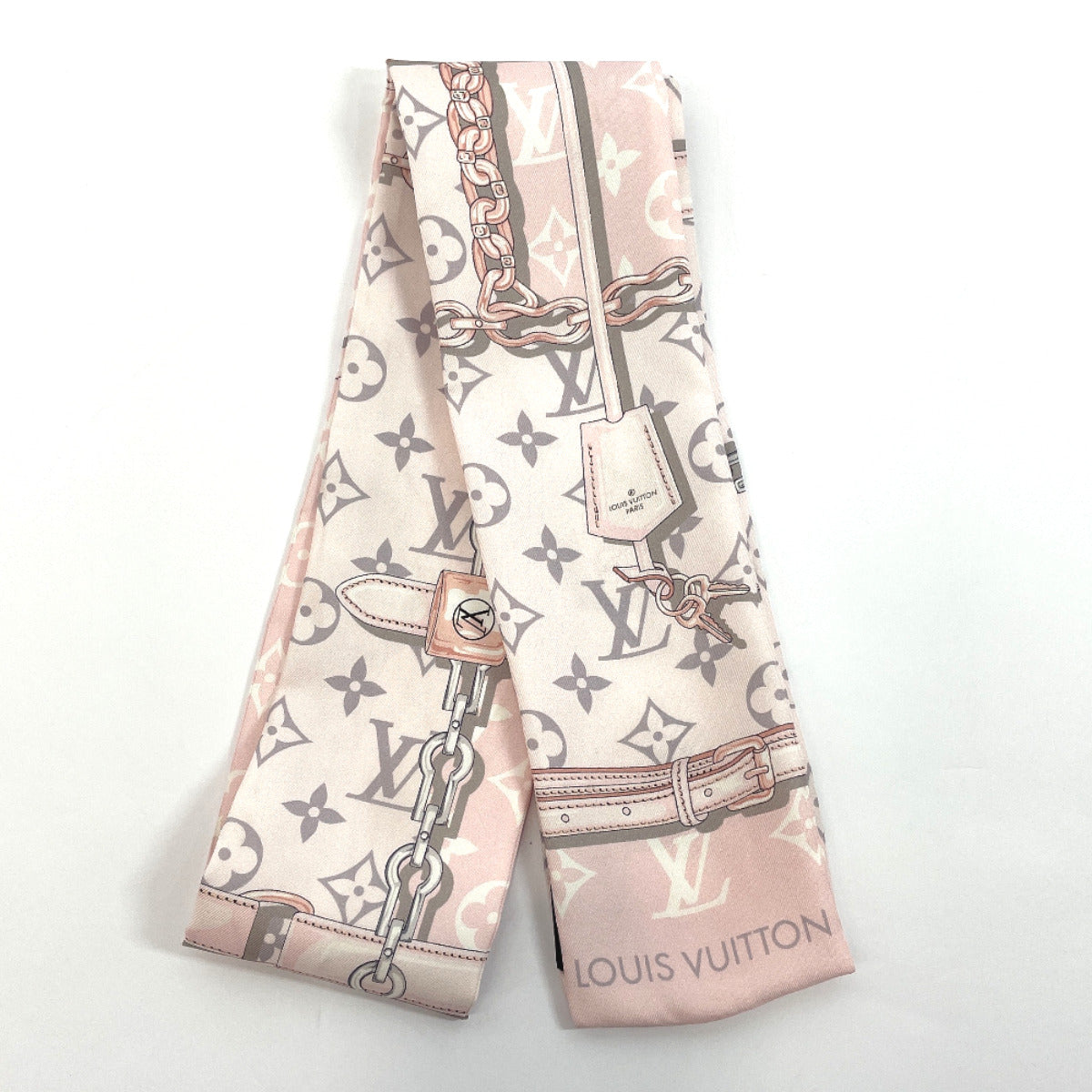 LOUIS VUITTON Scarf Silk Bandeau Malle Fleurs Pink Multi Color M76969  authentic