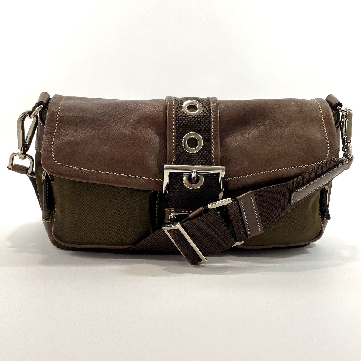 Prada // Beige Khaki Nylon Shoulder Bag – VSP Consignment