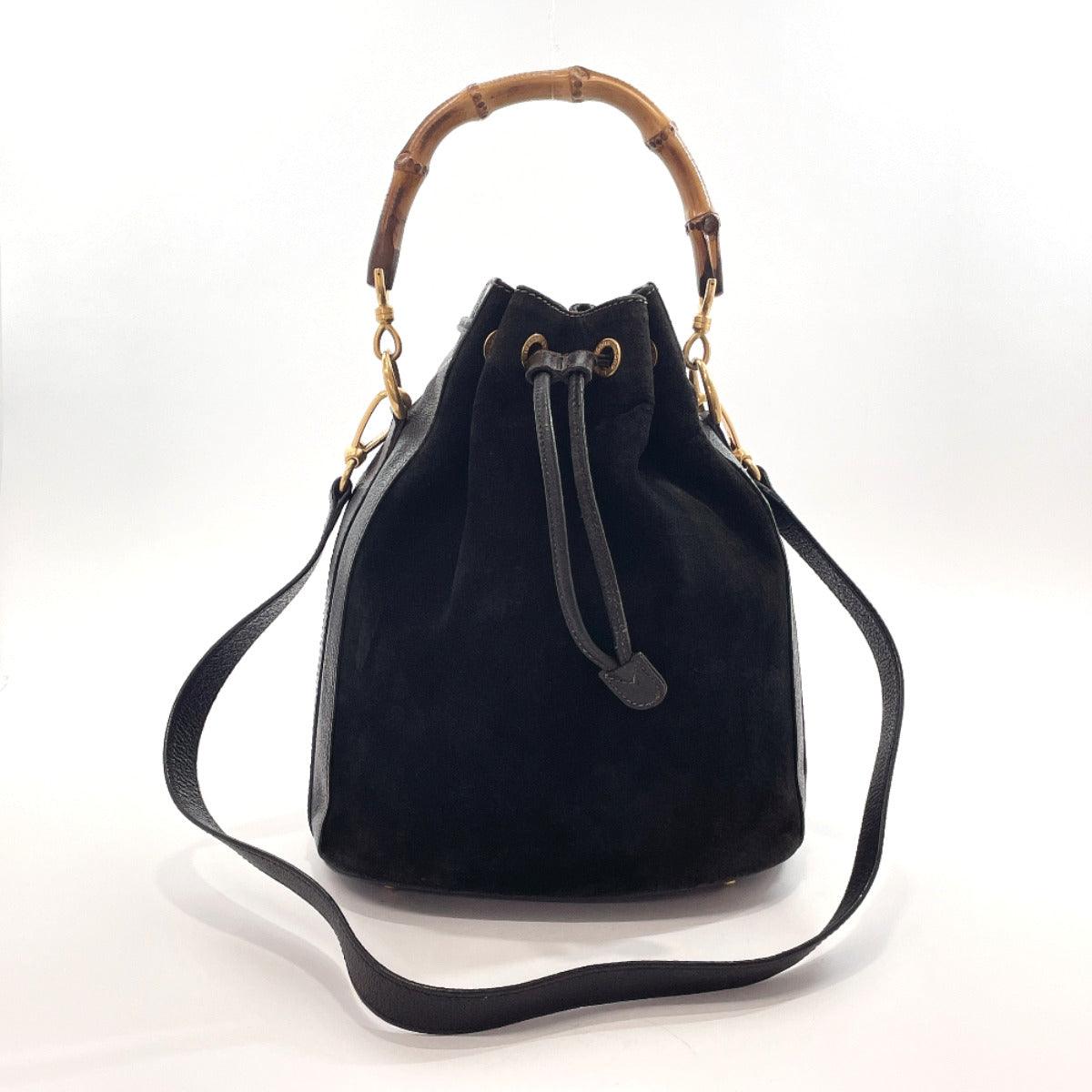 GUCCI Handbag 001・2865・1657 Bamboo Suede/leather Black Women Used –
