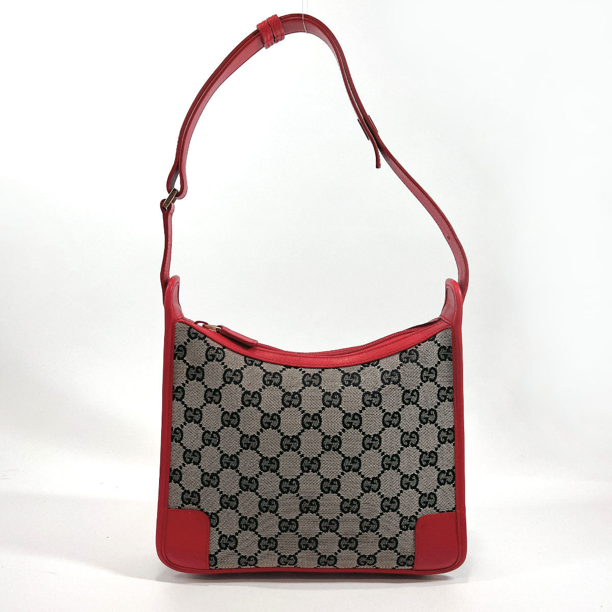 Gucci Vintage Red Monogram GG Logo Canvas Shoulder Bag