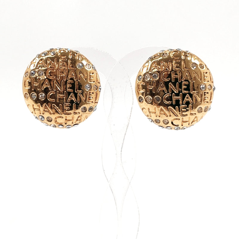 CHANEL Earring logo metal/Rhinestone gold Women Used