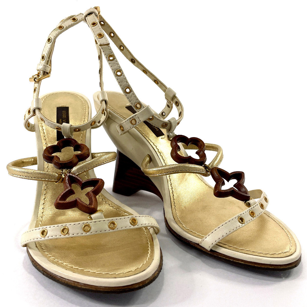 LOUIS VUITTON Sandals leather/Wood Ivory Ivory Women Used – JP