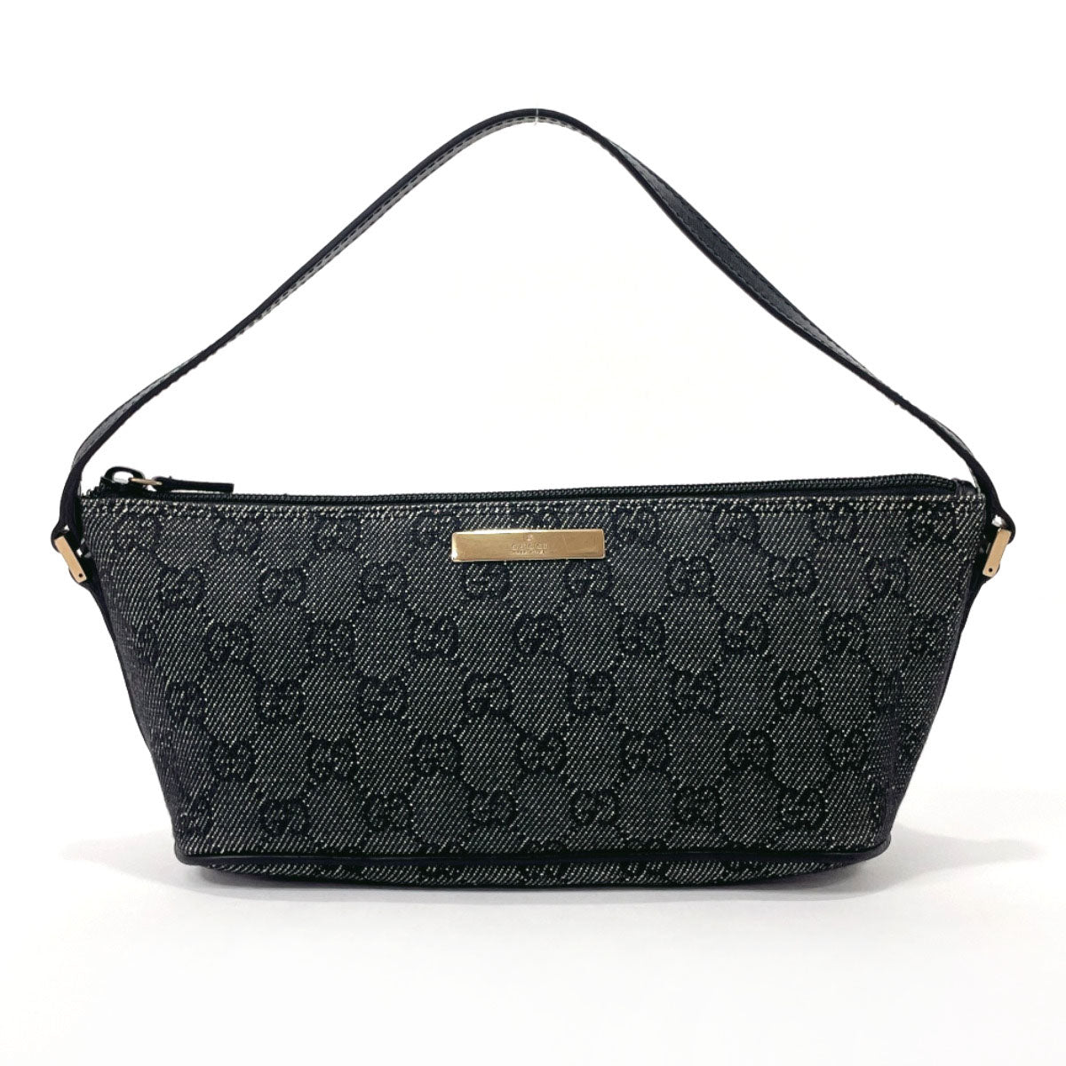 Gucci Black GG Logo Monogram Canvas Pochette Shoulder Bag Italy