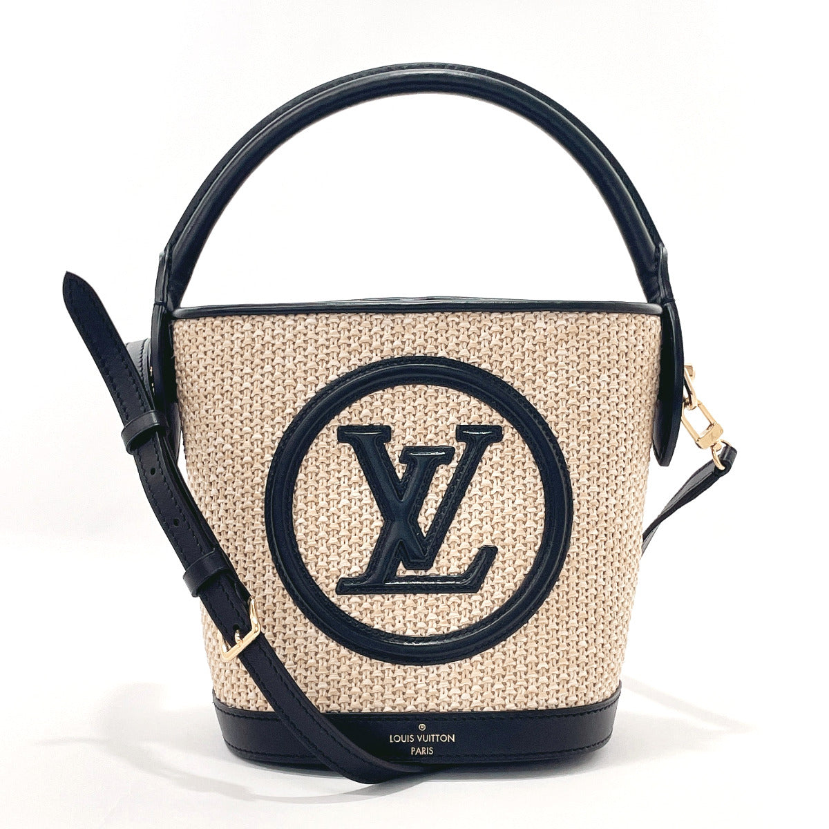 Louis Vuitton 2WAY 3WAY Plain Leather Crossbody Logo Straw Bags (SAC PETIT  BUCKET, M59961)