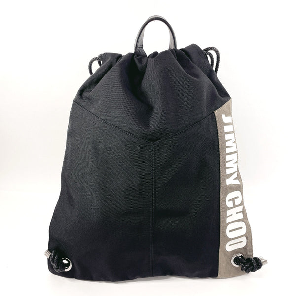 JIMMY CHOO Backpack Daypack Marron canvas/leather Black unisex Used