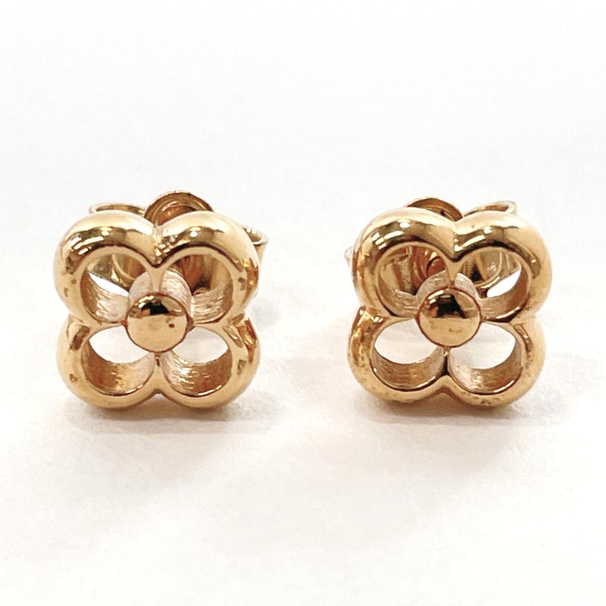 LOUIS VUITTON Brass Flower Full Stud Earrings Gold 409441