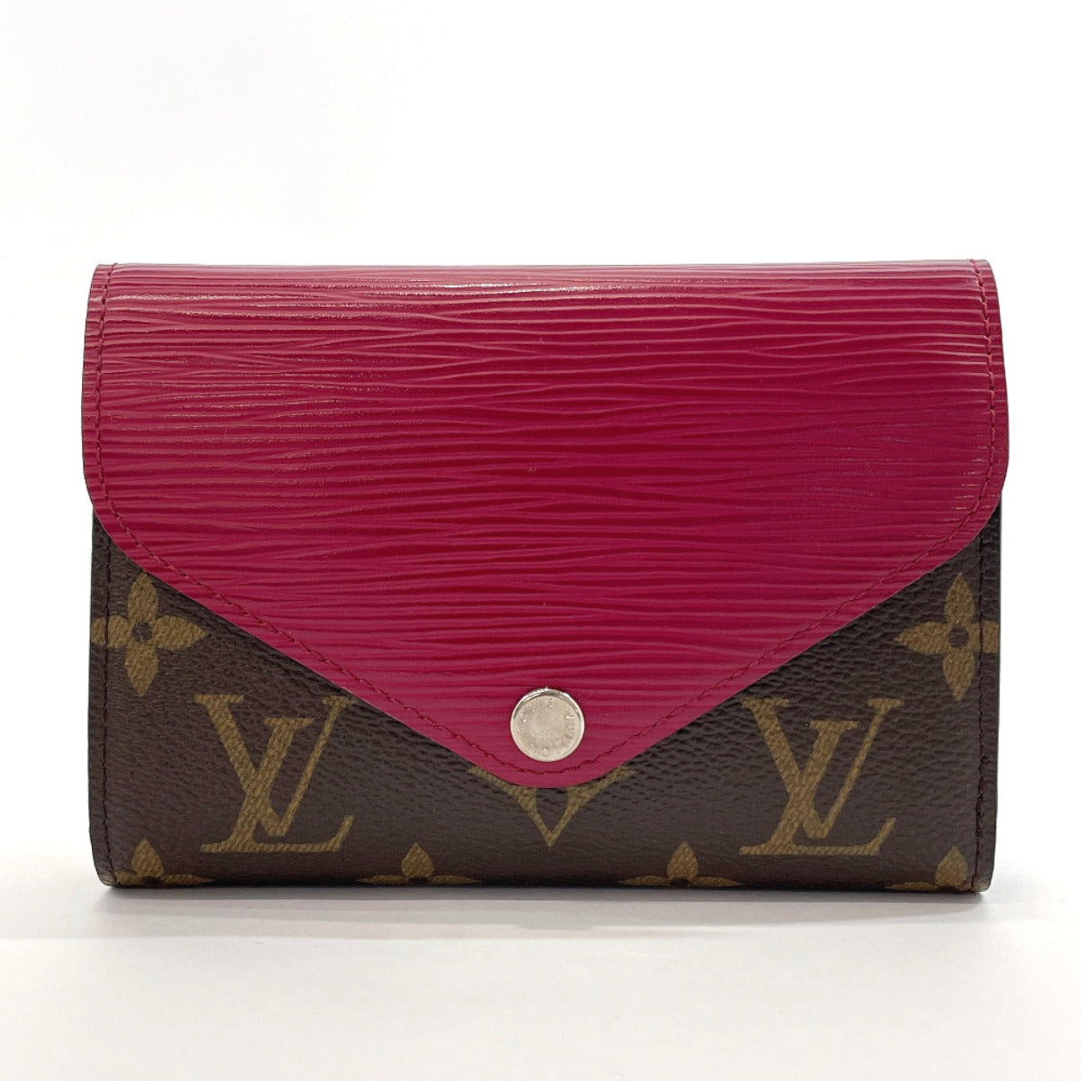 LOUIS VUITTON Authentic Women's Amplant Mini Wallet Trifold Leather Zoe  Navy Red