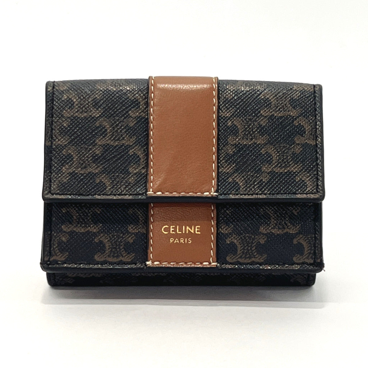 Celine // Black & Brown Triomphe Bi-Fold Wallet – VSP Consignment