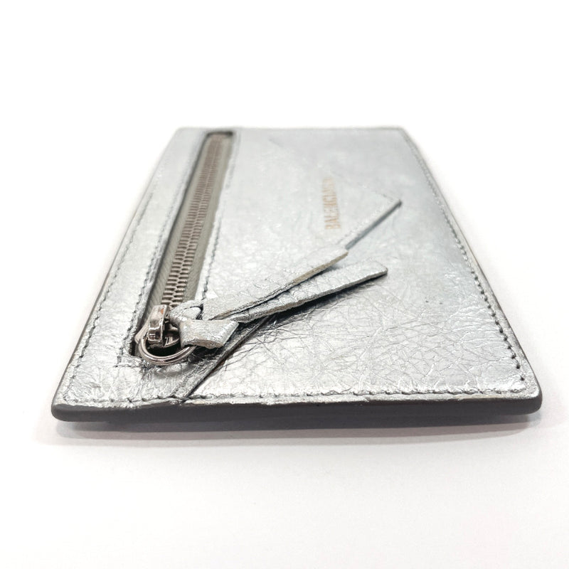 BALENCIAGA Card Case 499208 Fragment case leather Silver Women Used
