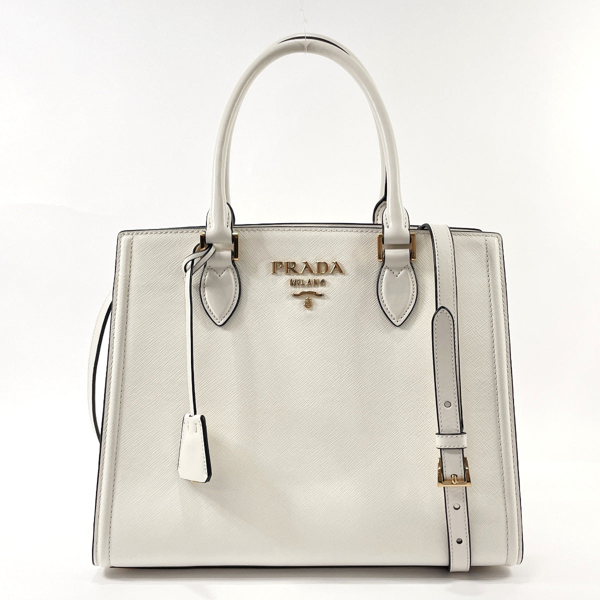 PRADA Tote Bag 1BA227 Safiano leather white Women Used –