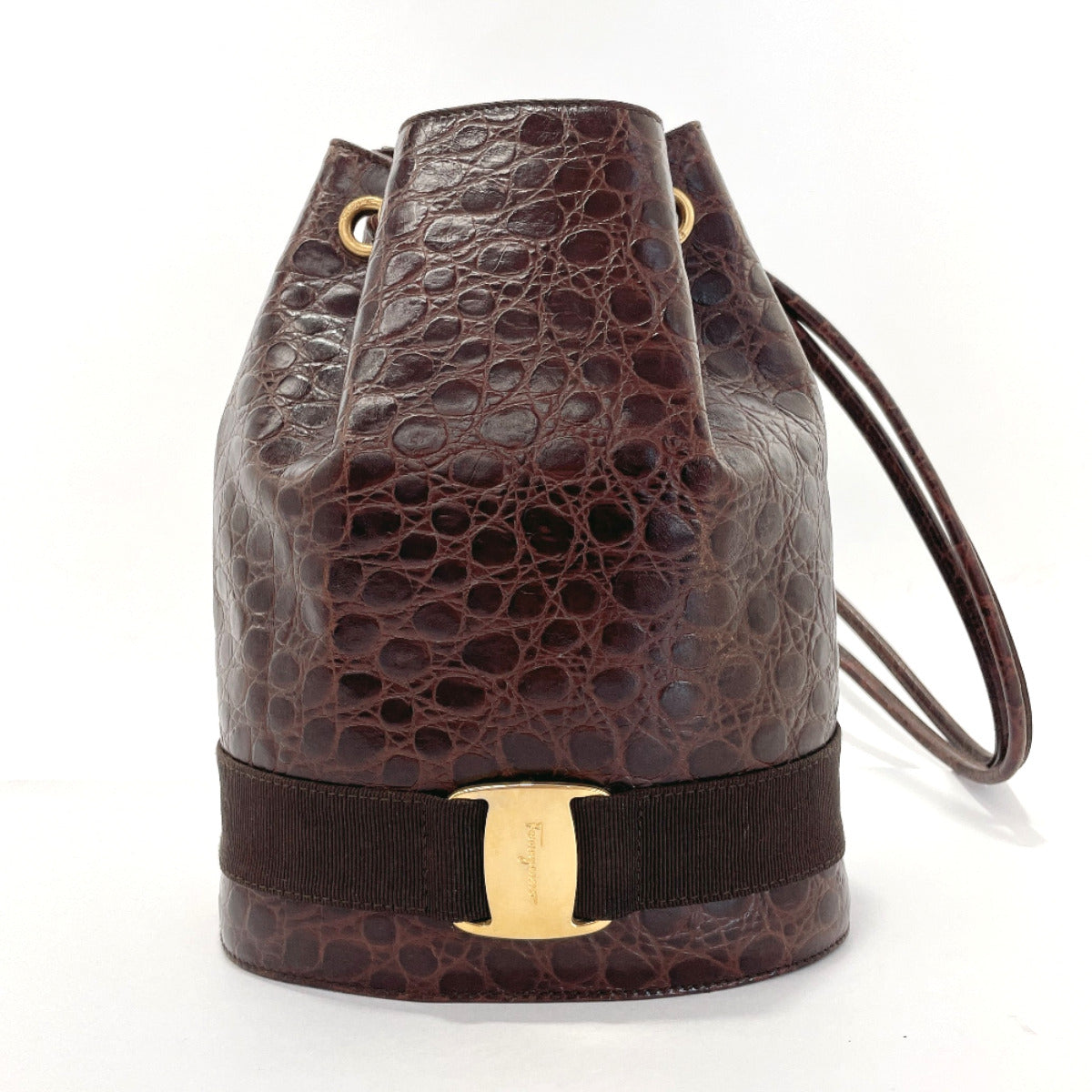 Salvatore Ferragamo Backpack Daypack BZ-21・5676 Embossing Vala leather  Brown Women Used