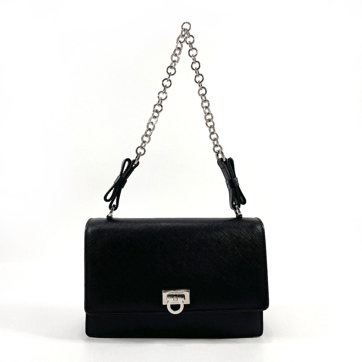 Salvatore Ferragamo Shoulder Bag Q21 6849 Gancini ChainShoulder leather  Black Women Used