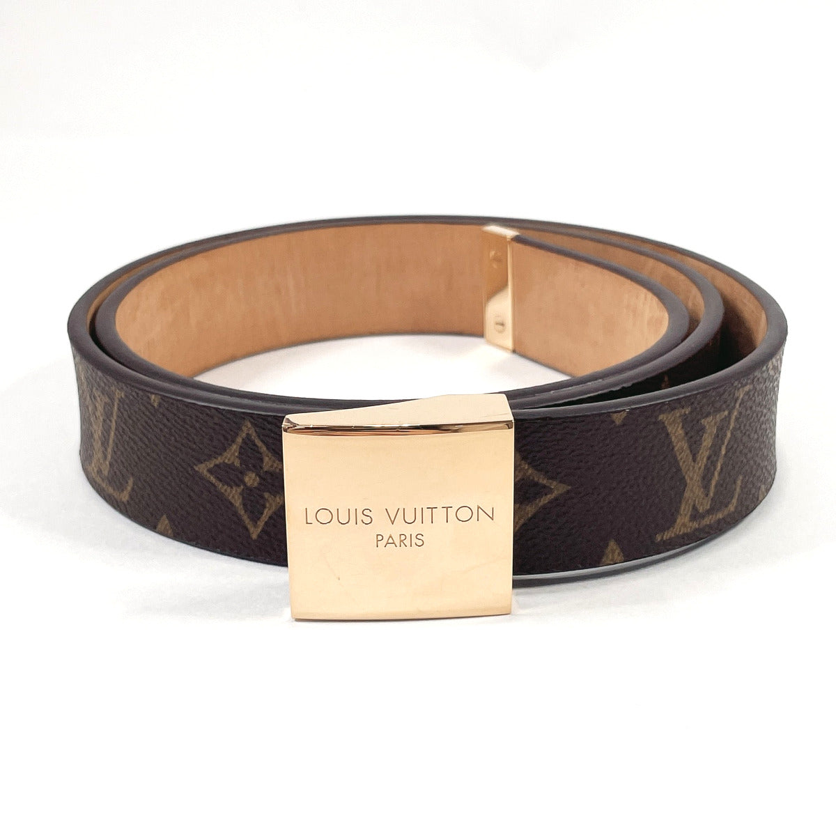 louis vuitton belt brown with gold buckle