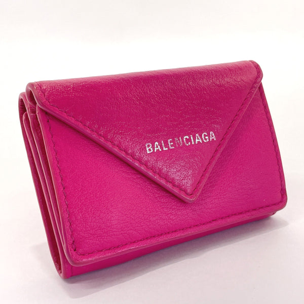 BALENCIAGA Tri-fold wallet 391446 Paper mini wallet leather pink Women Used