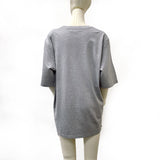 HERMES Short sleeve T-shirt H357925 mini leather patch cotton gray mens New