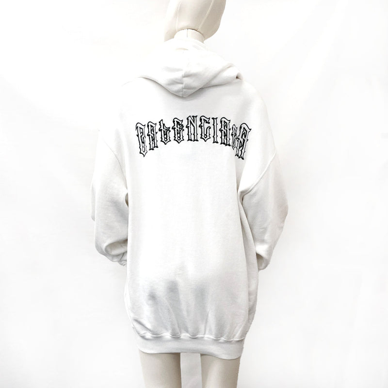 BALENCIAGA Parker TEV67 back logo embroidery pullover 19 Stainless Steel cotton white mens Used