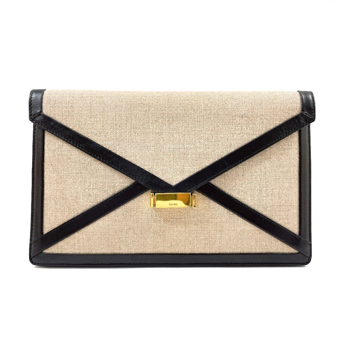 CELINE Clutch bag diamond canvas leather beige beige unisex Used