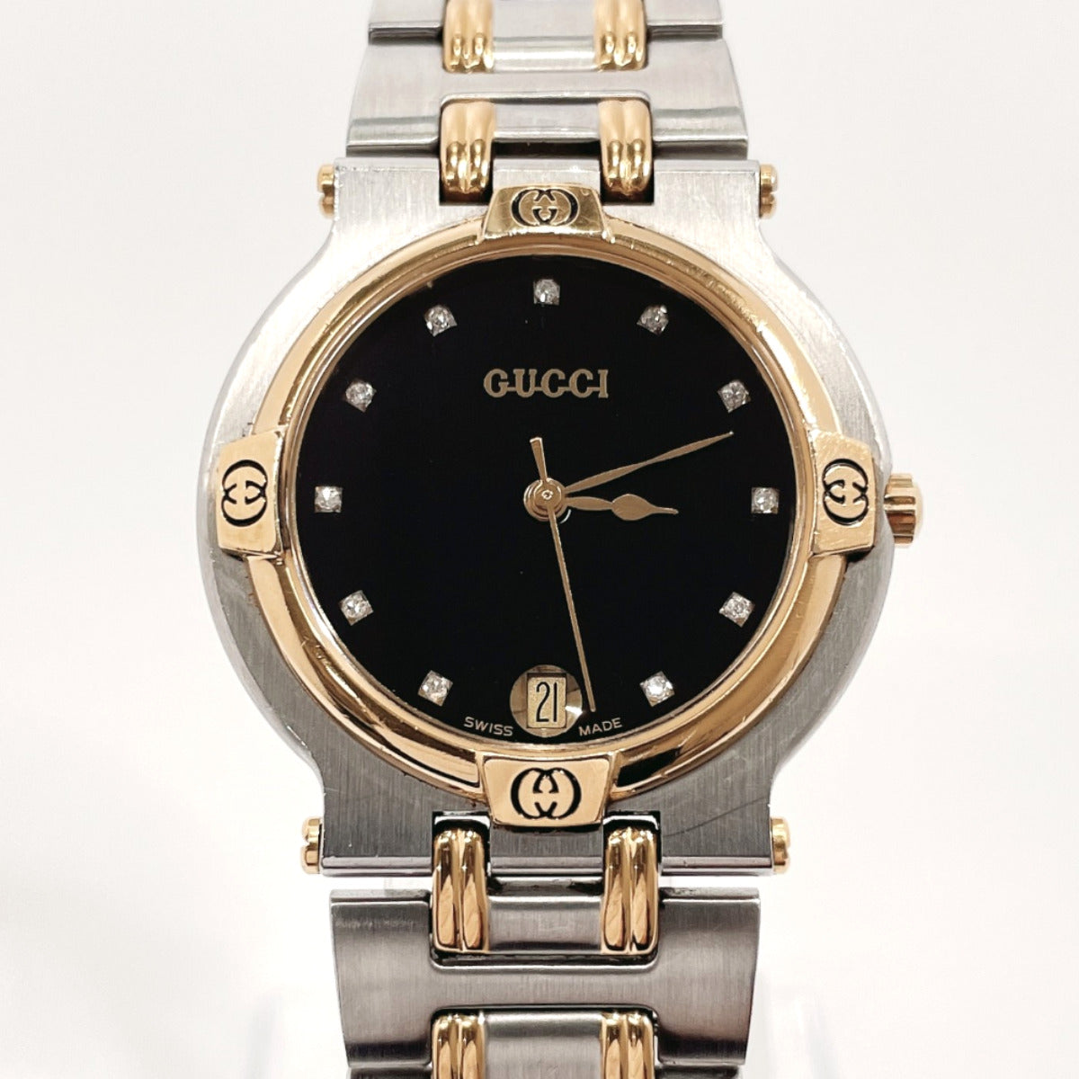 GUCCI Watches 9000M 11P diamond Stainless Steel/Gold Plated