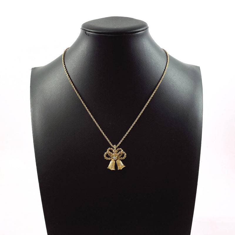 Christian Dior Necklace ribbon metal/Rhinestone gold Women Used