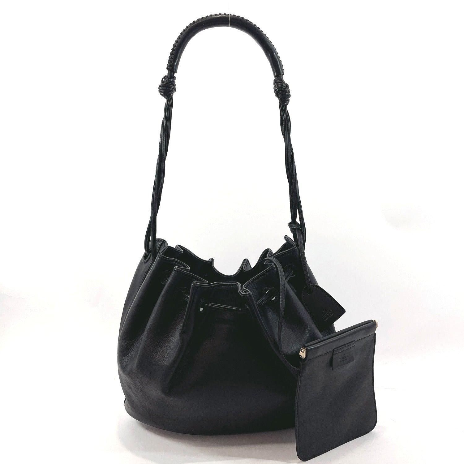 GUCCI Shoulder Bag 94901 drawstring type leather Black Women Used –