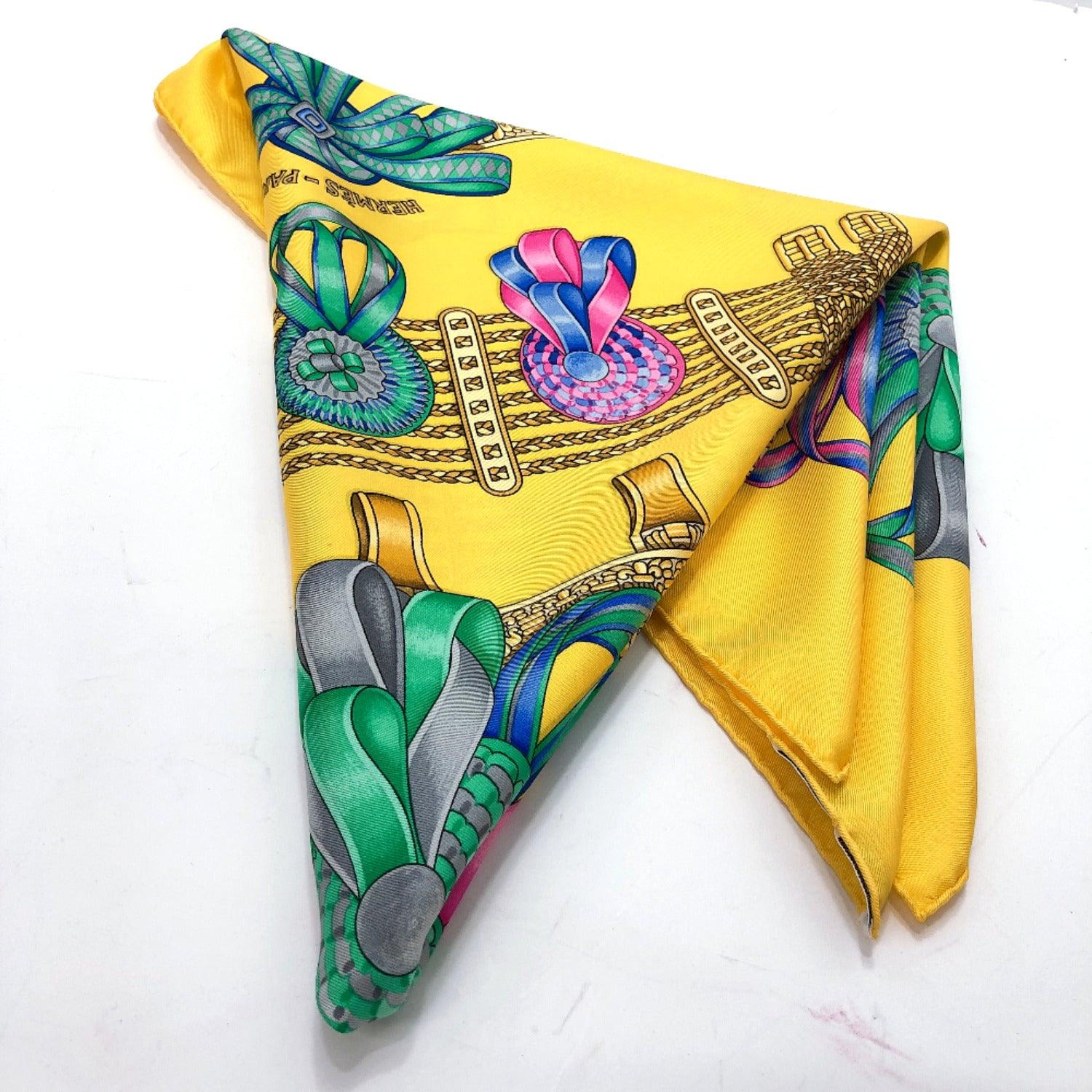 HERMES Scarf Carre90 Yellow LVDOVICVS MAGNVS PARIS Silk 100% Ships From  Japan !!