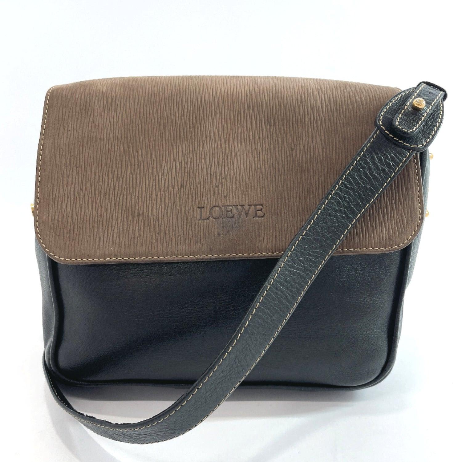 LOEWE Shoulder Bag Twist vintage leather Black Brown Women Used