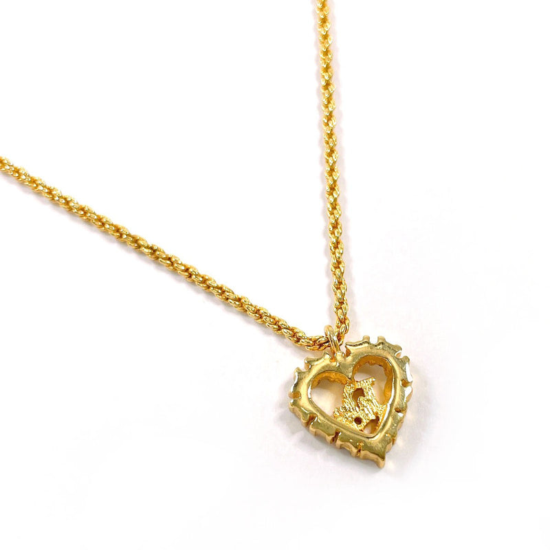Christian Dior Necklace Heart logo vintage metal/Rhinestone gold