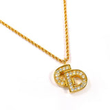 Christian Dior Necklace CD logo vintage metal/Rhinestone gold Women Second hand