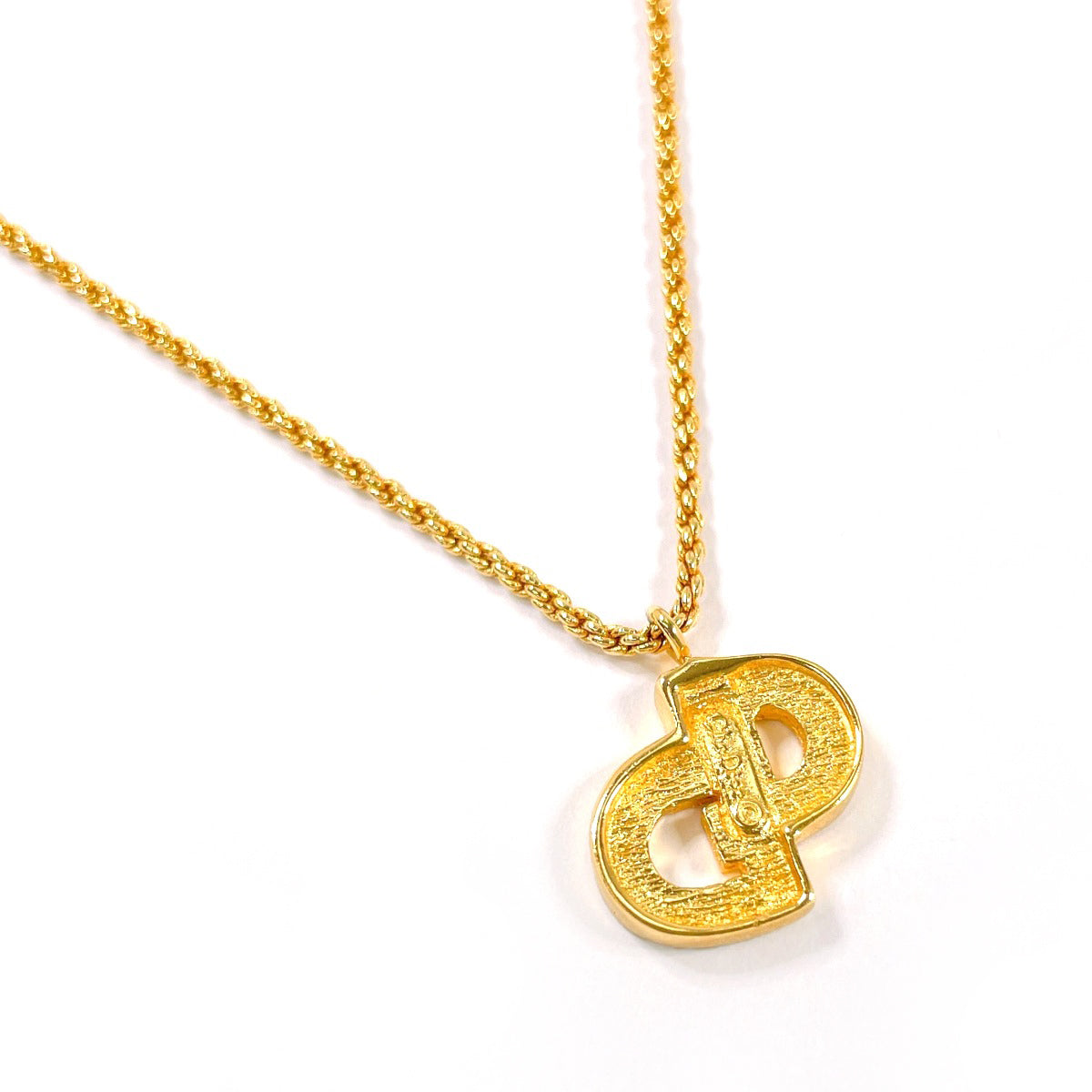Christian Dior Necklace CD logo vintage metal/Rhinestone gold