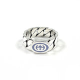 GUCCI Ring Interlocking G Silver925/enamel #US 4 3/4 Silver Silver Women Second hand