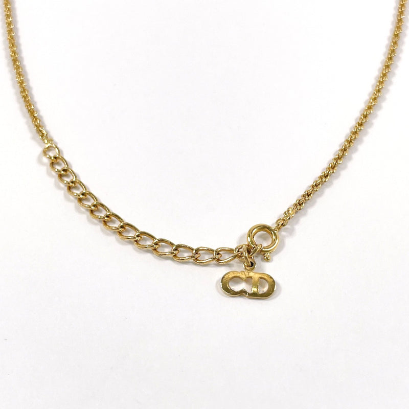 Christian Dior Necklace Heart logo Gold Plated/Rhinestone gold Women Used