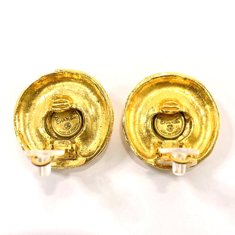 CHANEL Earring logo metal gold Women Used