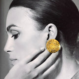 CHANEL Earring logo vintage metal gold Women Second hand