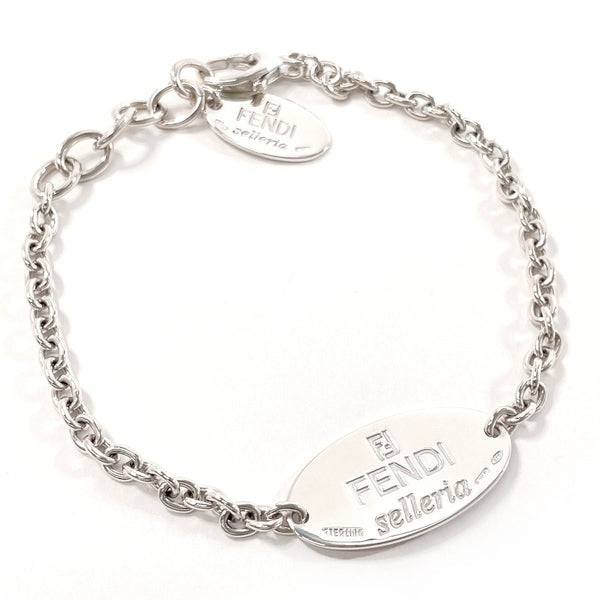 FENDI bracelet Celeria Logo plate Silver925 Silver mens Used