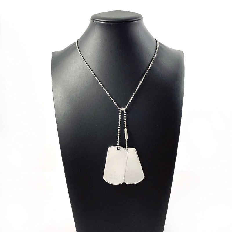 GUCCI Necklace dog tag double plate Ball chain Silver925 Silver unisex Second hand