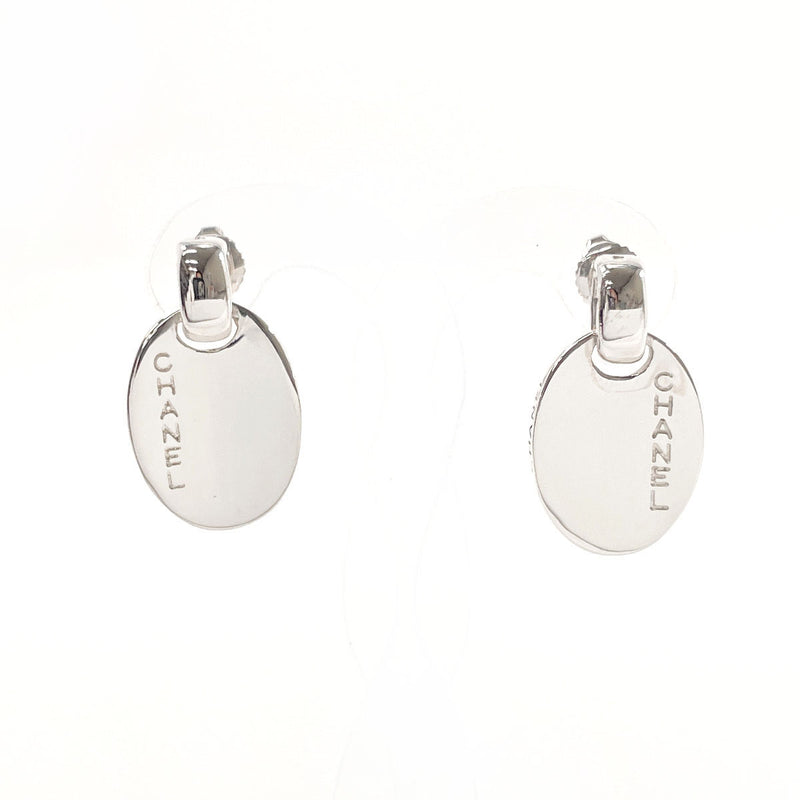 CHANEL earring oval with logo Silver925 Silver Women Used