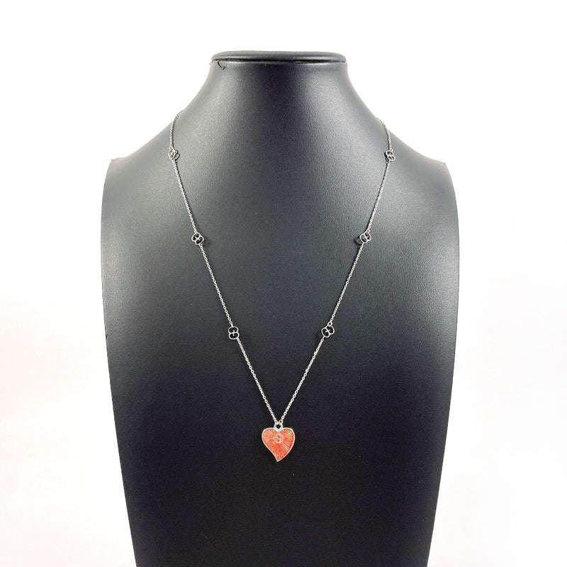 GUCCI Necklace Heart motif GG Silver925/enamel Silver Women Used