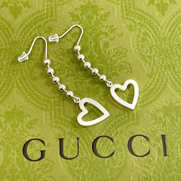 GUCCI earring Heart Ball Chain Silver925 Silver Women Used