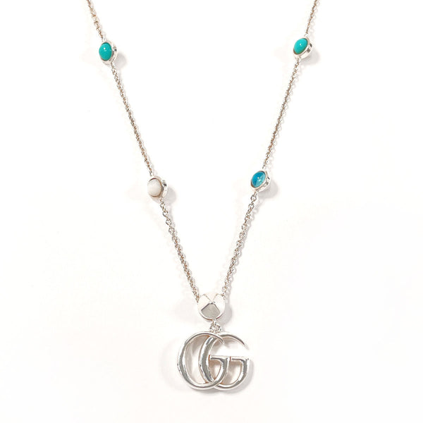 GUCCI Necklace 527399 J8474 8517 Double G Silver925/Blue Topaz/Mother of pearl Silver Silver Women Used