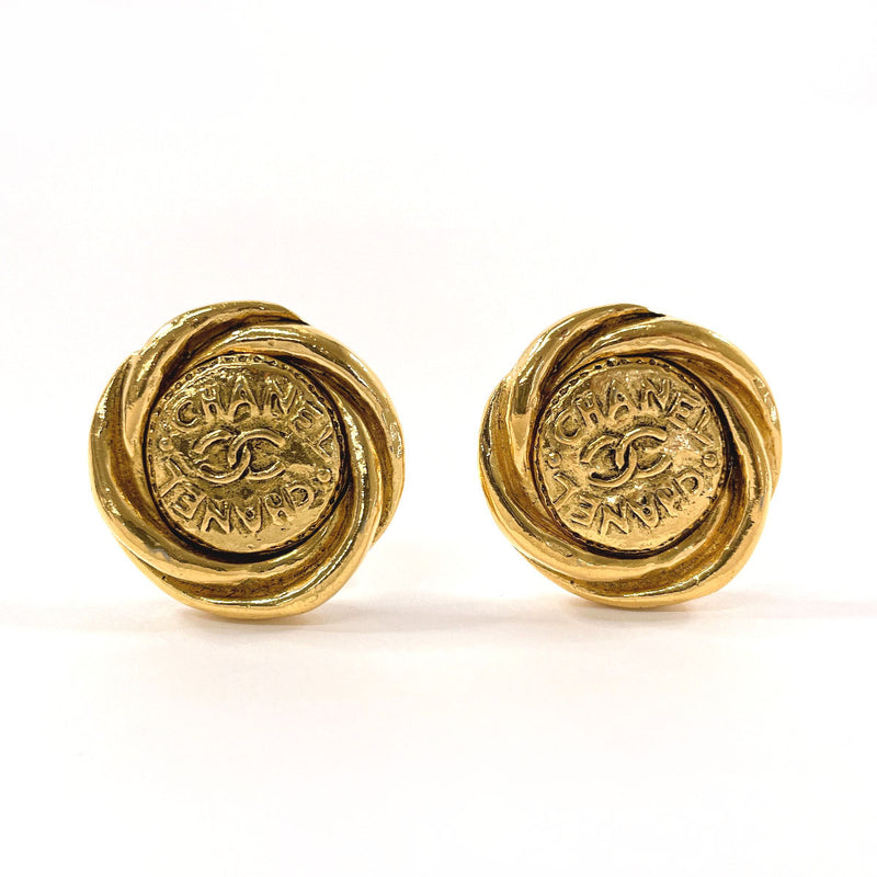 CHANEL Earring COCO Mark vintage metal gold 2 3 Women Used